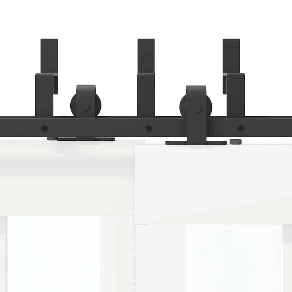 vidaXL Materiales De Construcción-Kit de herrajes para puertas correderas acero negro 183 cm