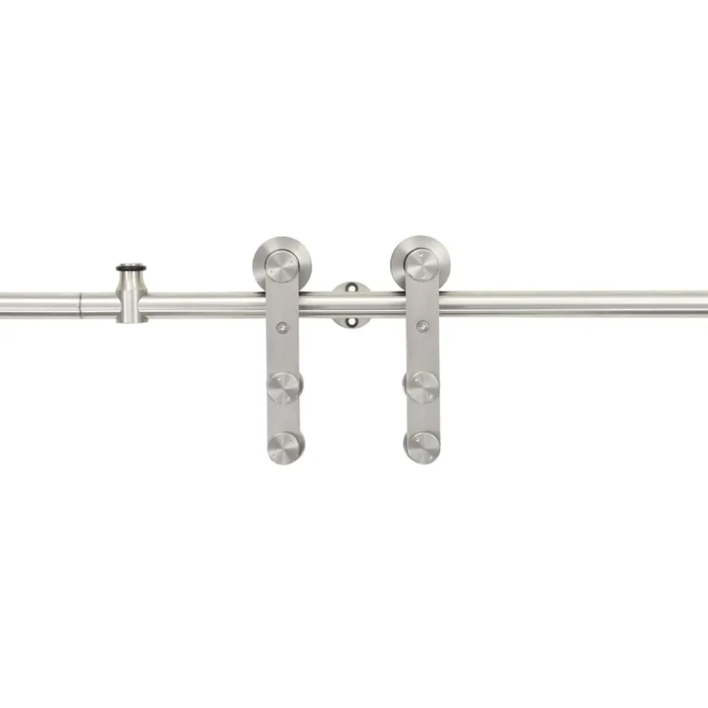 vidaXL Kit de herrajes para puerta corredera 183 cm acero plateado Online
