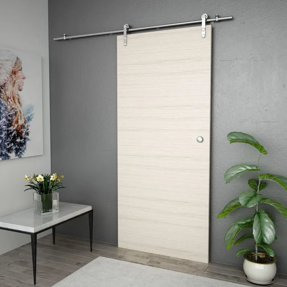 vidaXL Kit de herrajes para puerta corredera 183 cm acero plateado Online