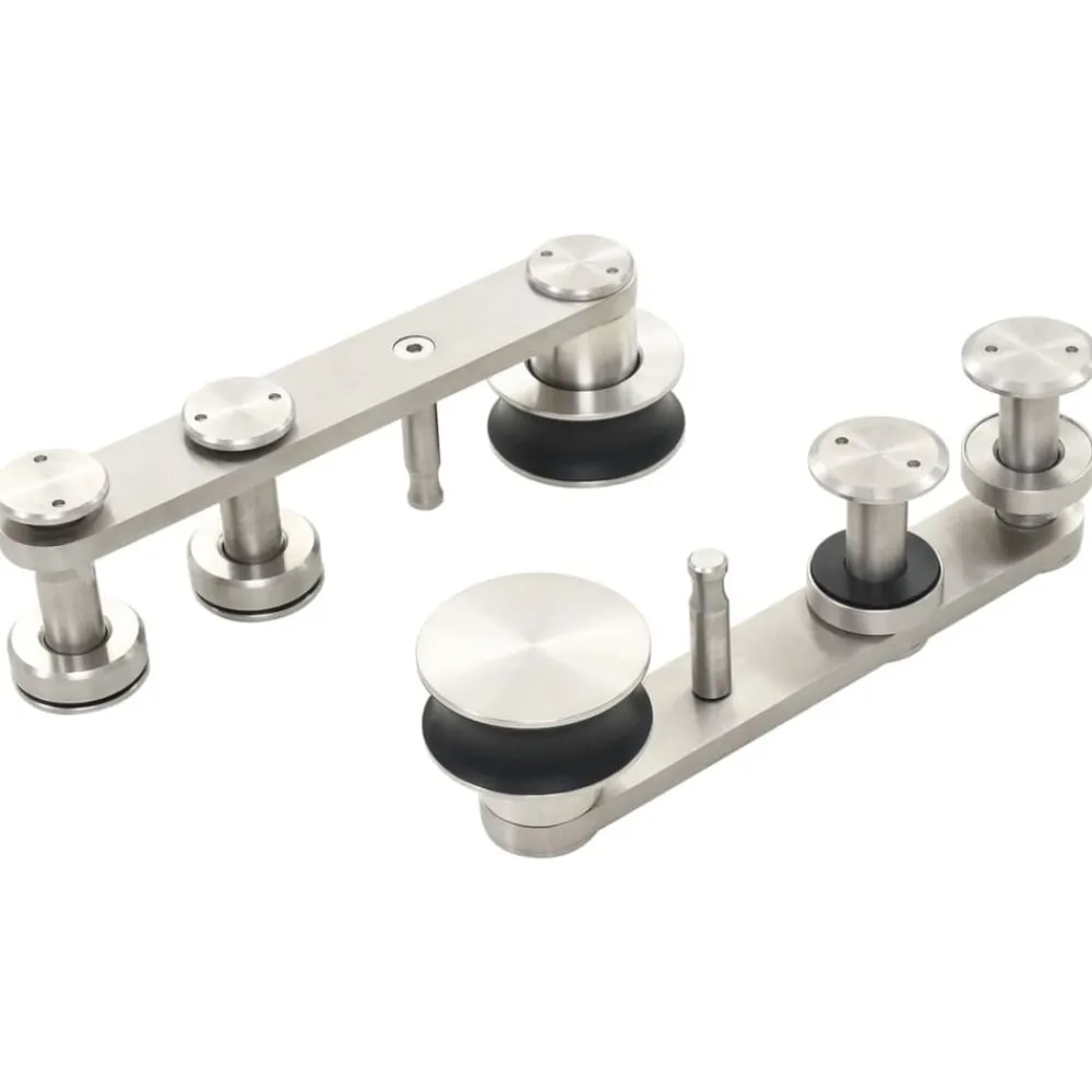 vidaXL Kit de herrajes para puerta corredera 183 cm acero plateado Online