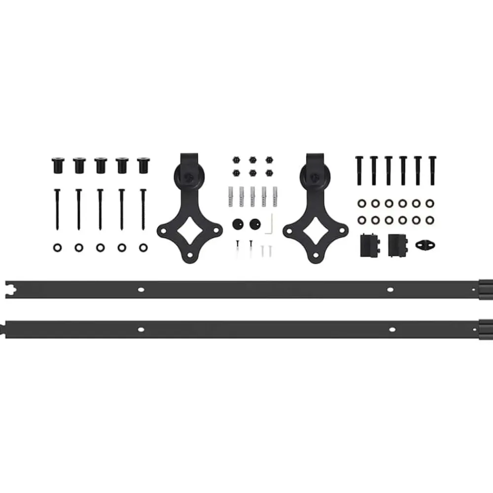 vidaXL Kit de herrajes para puertas correderas acero negro 213,5 cm New