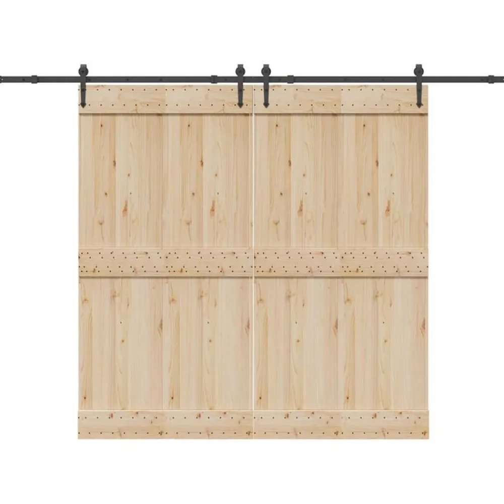 vidaXL Materiales De Construcción-Kit de herrajes para puertas correderas acero negro 305 cm