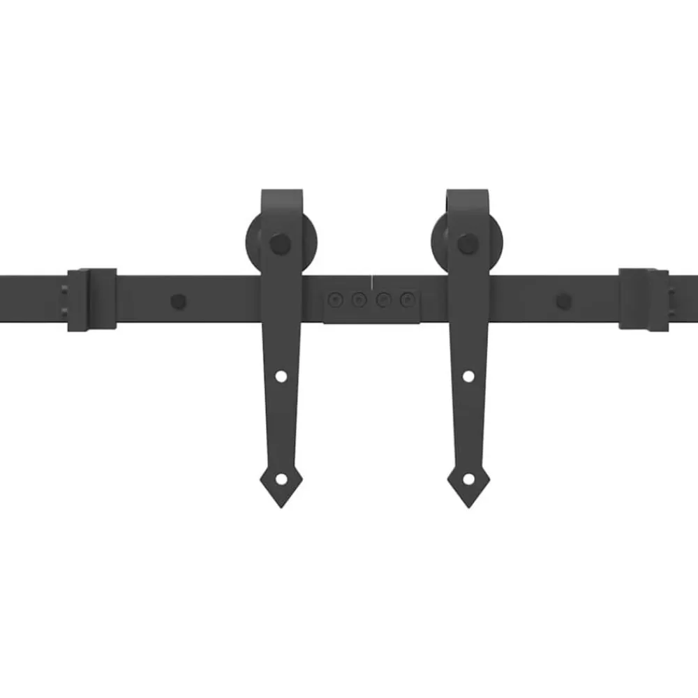 vidaXL Materiales De Construcción-Kit de herrajes para puertas correderas acero negro 305 cm