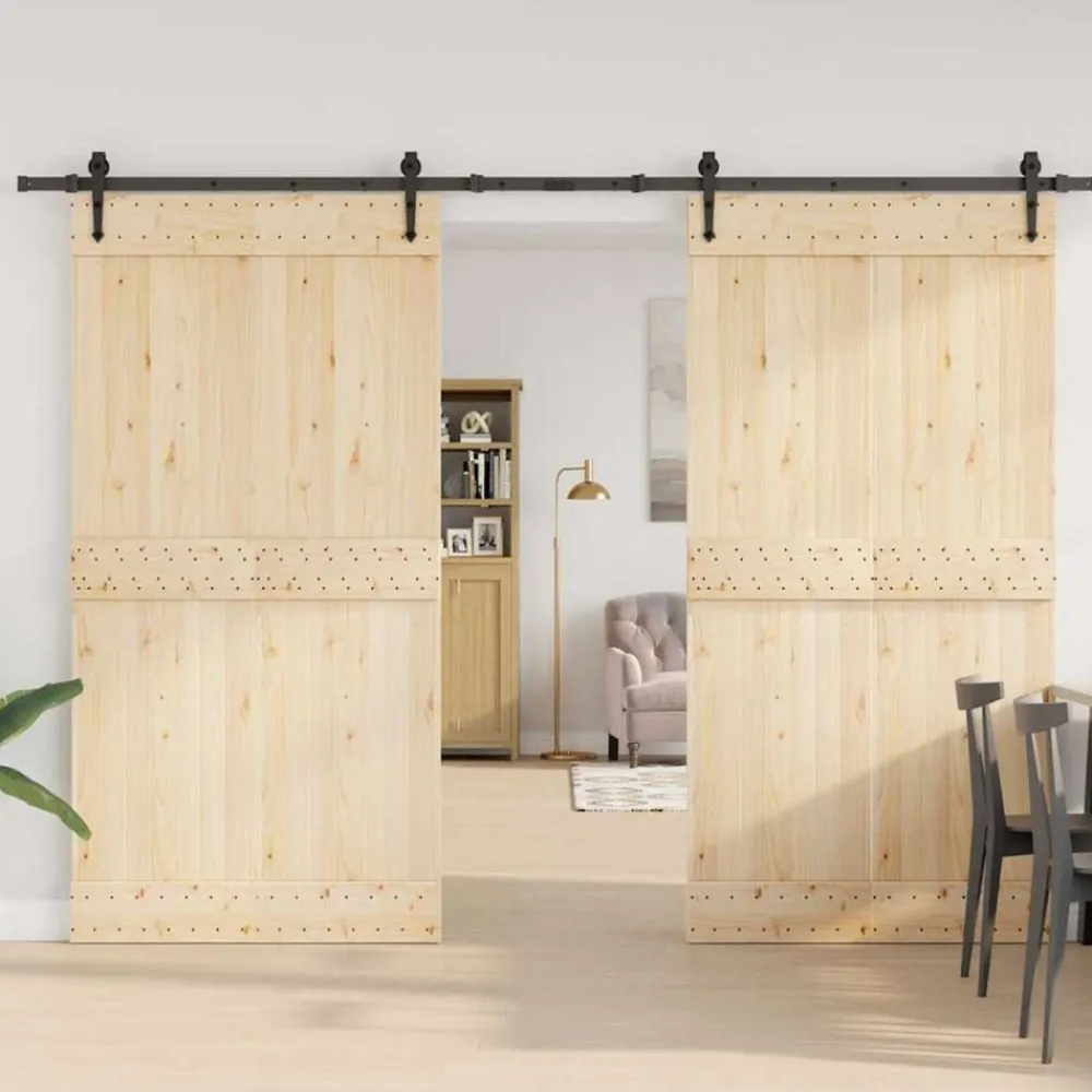 vidaXL Materiales De Construcción-Kit de herrajes para puertas correderas acero negro 305 cm