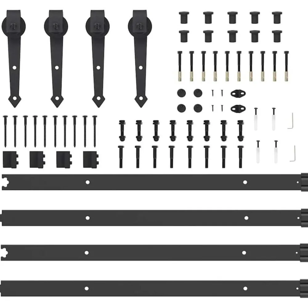 vidaXL Materiales De Construcción-Kit de herrajes para puertas correderas acero negro 305 cm