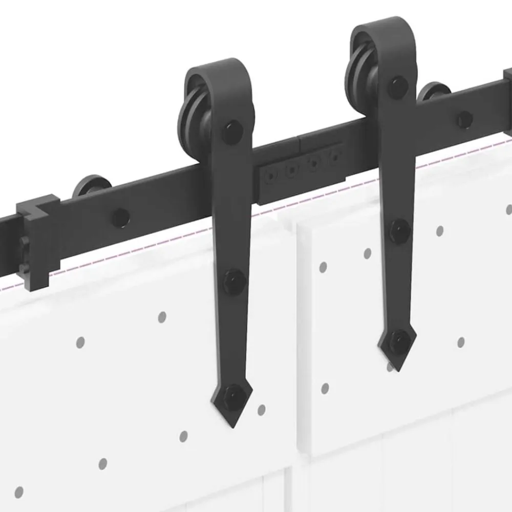 vidaXL Materiales De Construcción-Kit de herrajes para puertas correderas acero negro 305 cm
