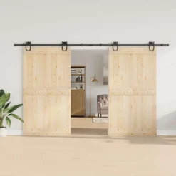 vidaXL Kit de herrajes para puertas correderas acero negro 366 cm Outlet