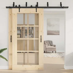 vidaXL Kit de herrajes para puertas correderas acero negro 213,5 cm Online