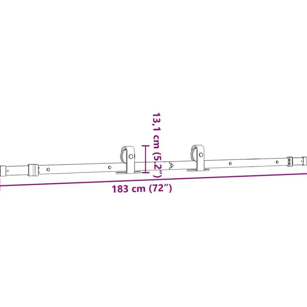vidaXL Kit de herrajes para puertas correderas acero negro 183 cm Sale