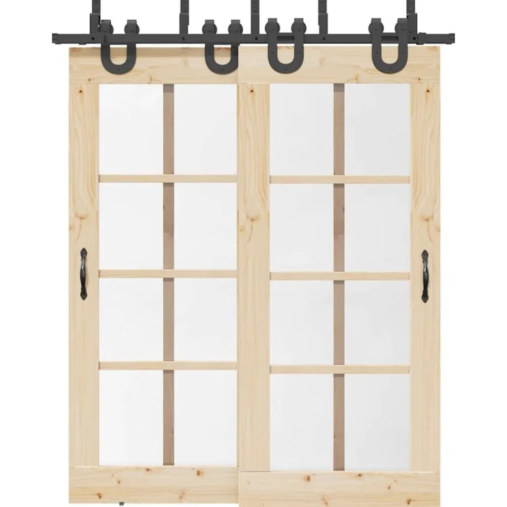 vidaXL Kit de herrajes para puertas correderas acero negro 183 cm Hot
