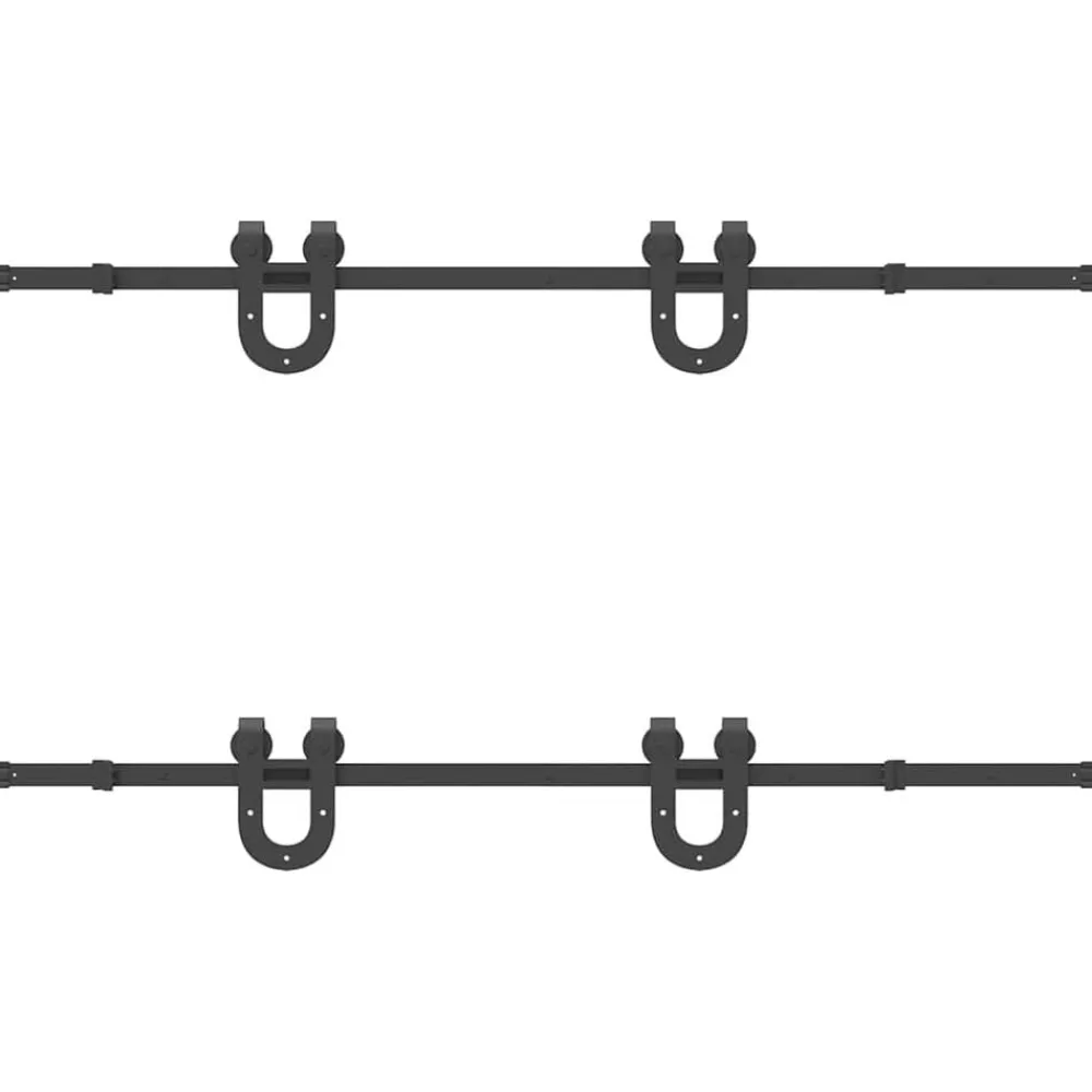 vidaXL Kit de herrajes para puertas correderas acero negro 183 cm Hot
