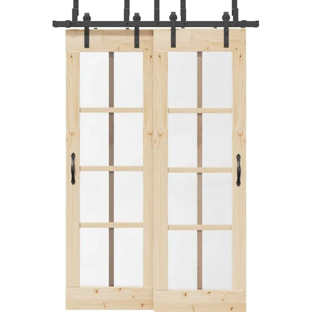 vidaXL Materiales De Construcción-Kit de herrajes para puertas correderas acero negro 152,5 cm