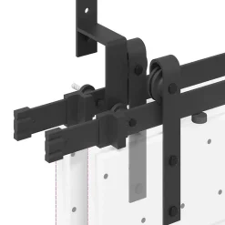 vidaXL Materiales De Construcción-Kit de herrajes para puertas correderas acero negro 152,5 cm