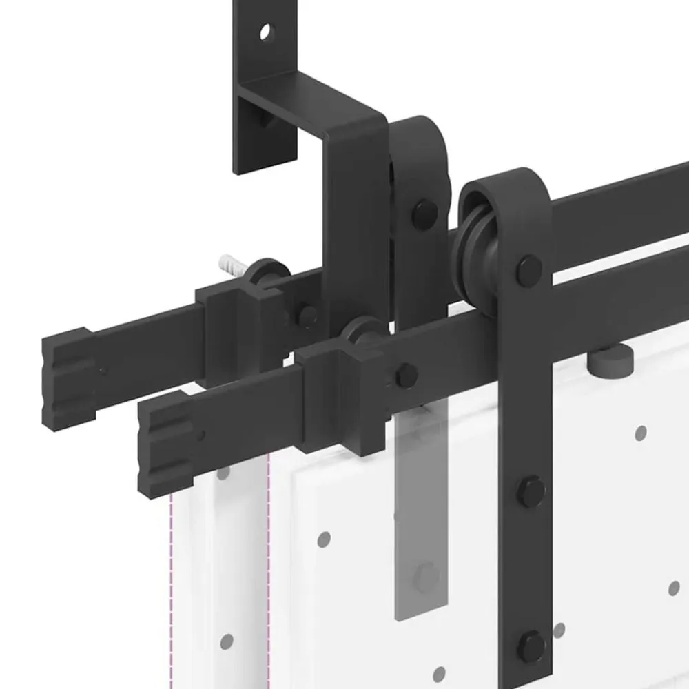 vidaXL Materiales De Construcción-Kit de herrajes para puertas correderas acero negro 152,5 cm