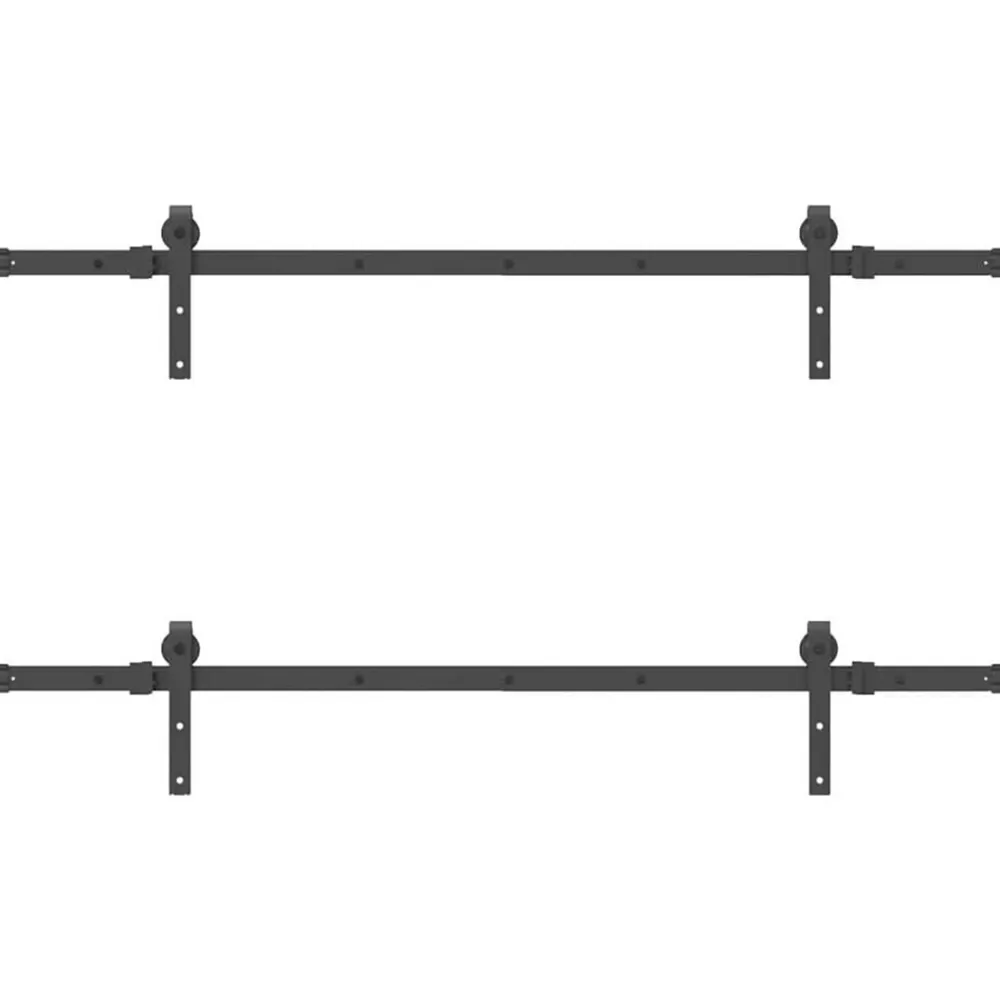 vidaXL Materiales De Construcción-Kit de herrajes para puertas correderas acero negro 152,5 cm