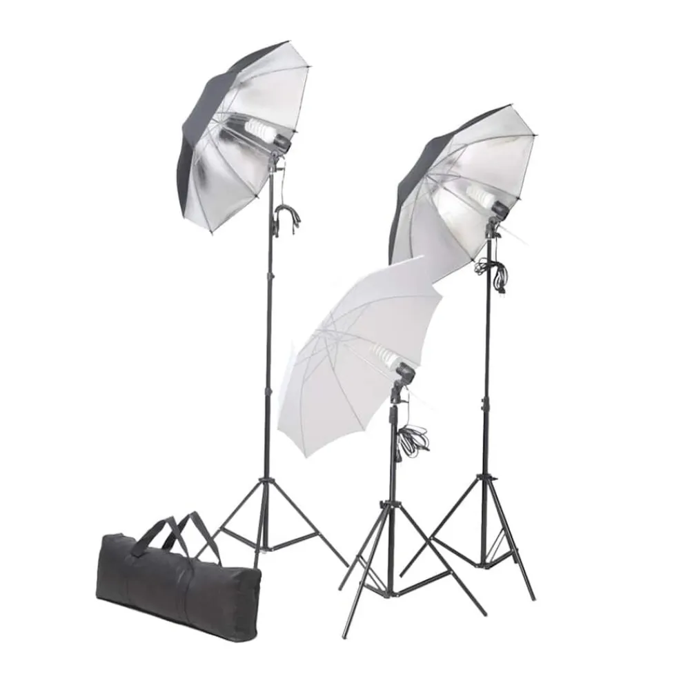 vidaXL Kit de iluminación de estudio trípodes y sombrillas 24 vatios Clearance