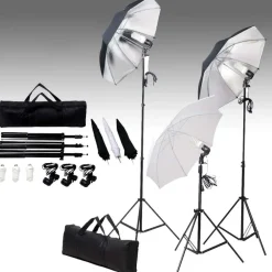 vidaXL Kit de iluminación de estudio trípodes y sombrillas 24 vatios Clearance