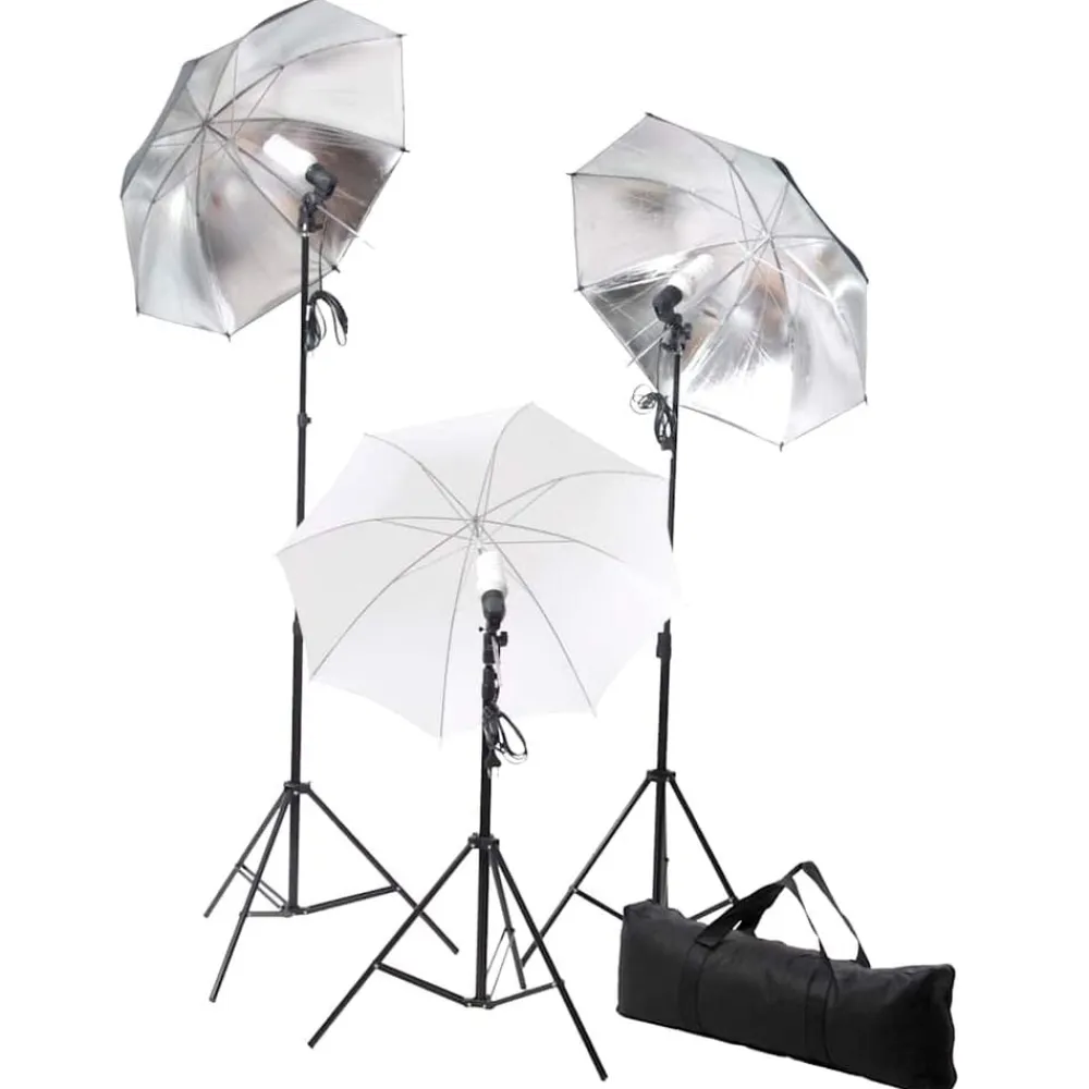 vidaXL Kit de iluminación de estudio trípodes y sombrillas 24 vatios Clearance