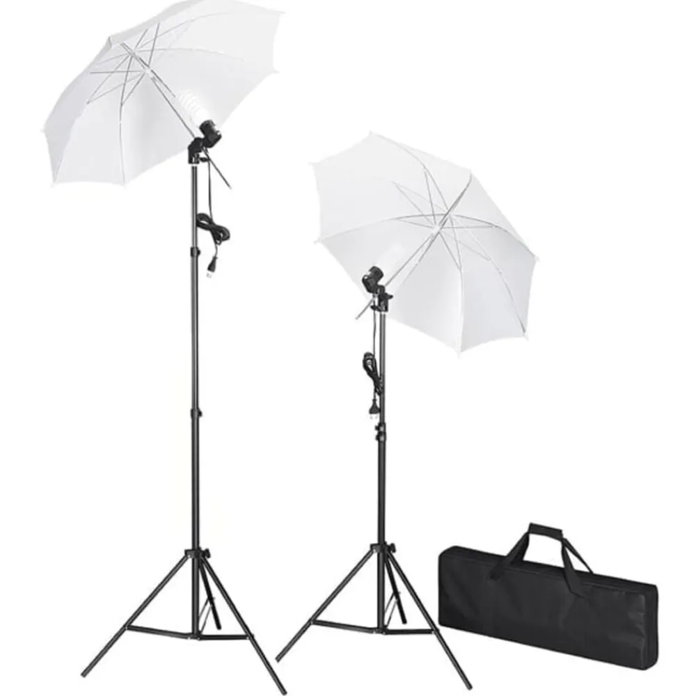 vidaXL Kit de iluminación de estudio con trípodes y sombrillas New