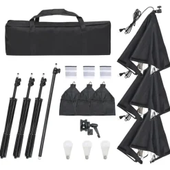 vidaXL Cámaras Y Objetivos-Kit de iluminación de estudio con trípode y softbox