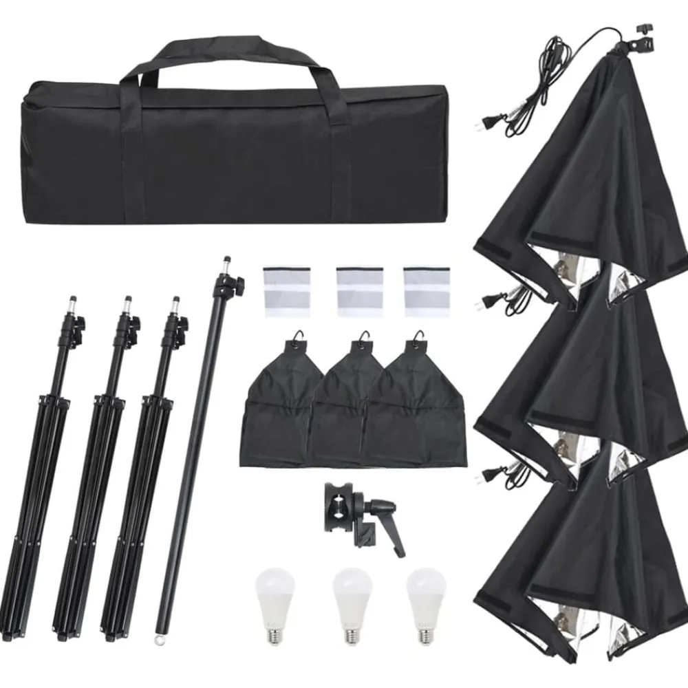 vidaXL Cámaras Y Objetivos-Kit de iluminación de estudio con trípode y softbox