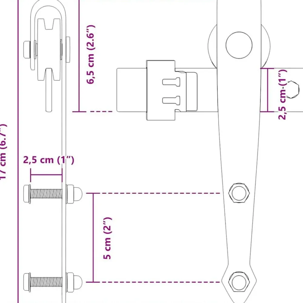 vidaXL Accesorios De Bricolaje-Kit de puerta corredera de armario acero carbono 183 cm