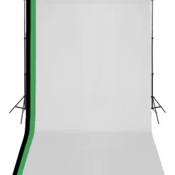 vidaXL Cámaras Y Objetivos-Kit estudio 3 telones fondo algodón estructura ajustable 3x5 m