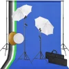 vidaXL Cámaras Y Objetivos-Kit estudio fotográfico lámparas, sombrillas, fondo y reflector
