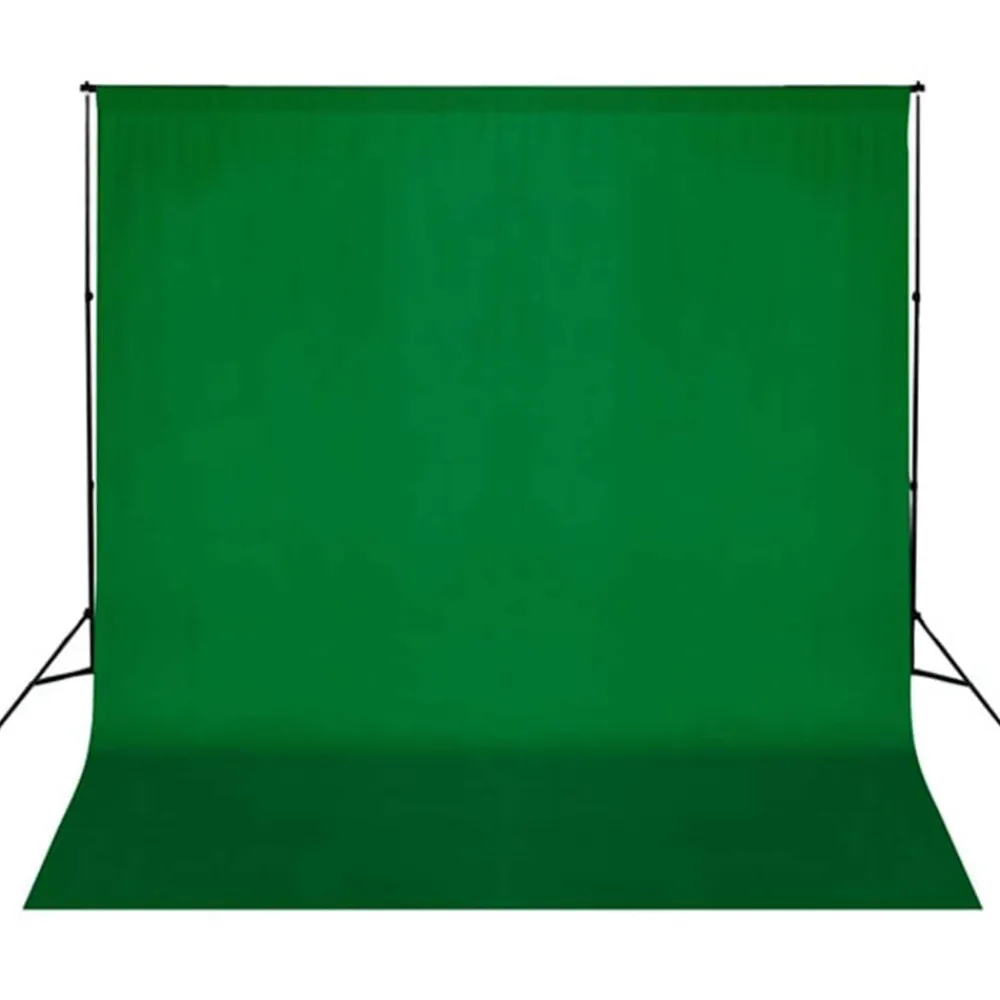 vidaXL Kit estudio fotográfico con telón de fondo, lámparas y paraguas Verde Online