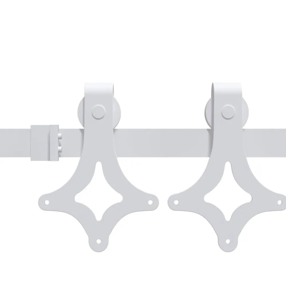 vidaXL Kit herrajes para puertas correderas de acero 183 cm Blanco Discount