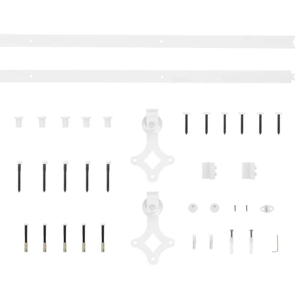 vidaXL Kit herrajes para puertas correderas de acero 183 cm Blanco Discount