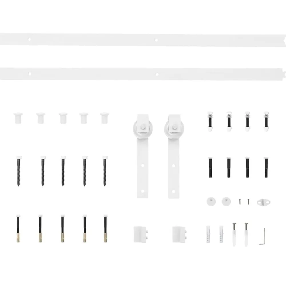 vidaXL Kit herrajes para puertas correderas de acero 183 cm Blanco Clearance