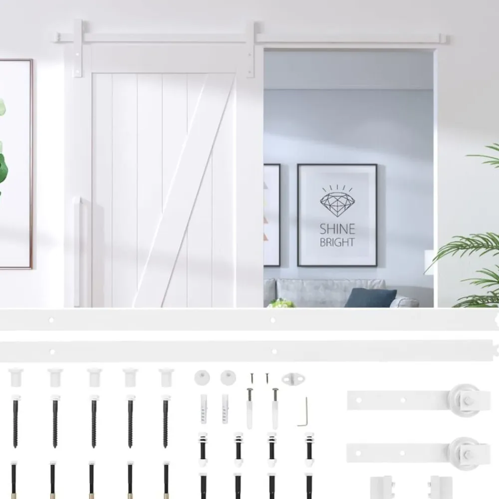 vidaXL Kit herrajes para puertas correderas de acero 183 cm Blanco Clearance