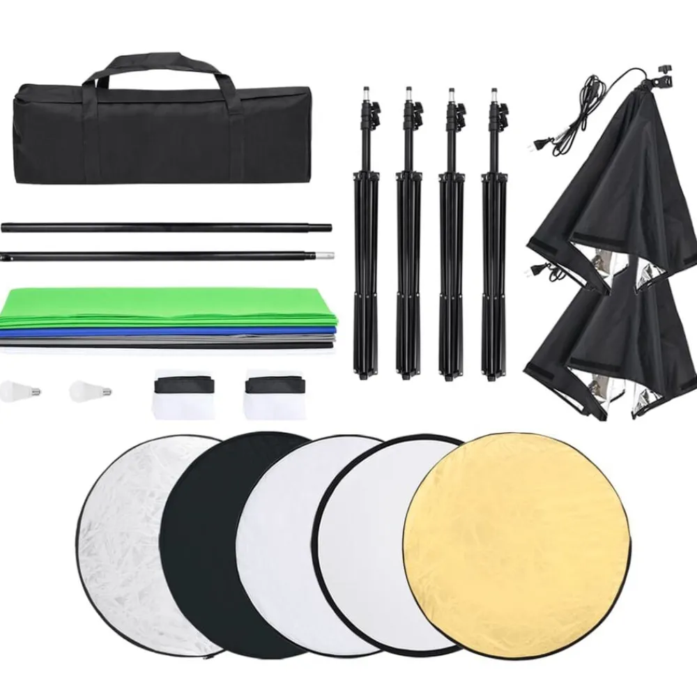 vidaXL Kit iluminación de estudio fotográfico con fondos y softboxes Best