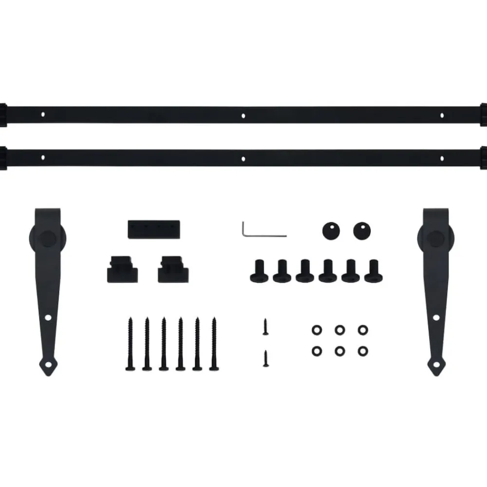 vidaXL Accesorios De Bricolaje-Kit mini puerta corredera de armario acero carbono 183 cm