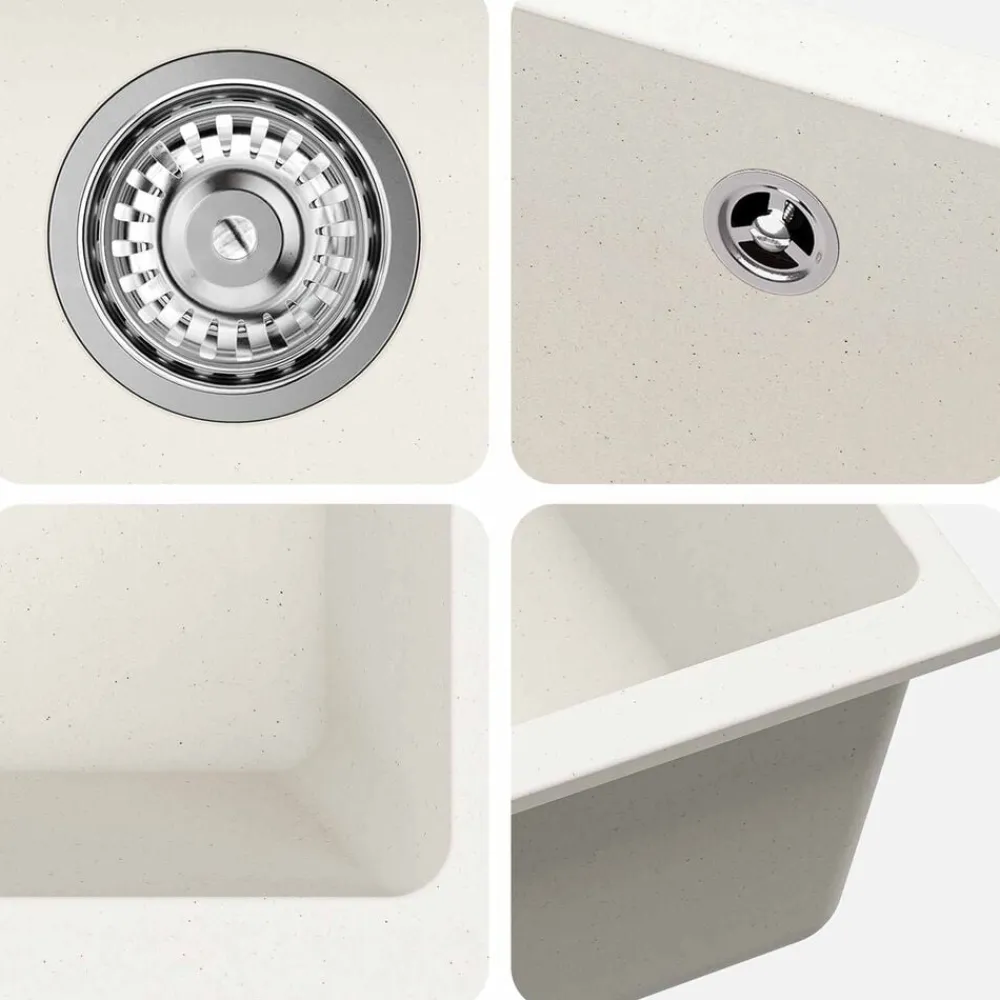 vidaXL Fontanería-Lavabo 370 x 460 mm 80% Cuarzo y 20% Resina