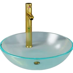 vidaXL Fontanería-Lavabo baño grifo&desagüe de empuje vidrio templado esmerilado