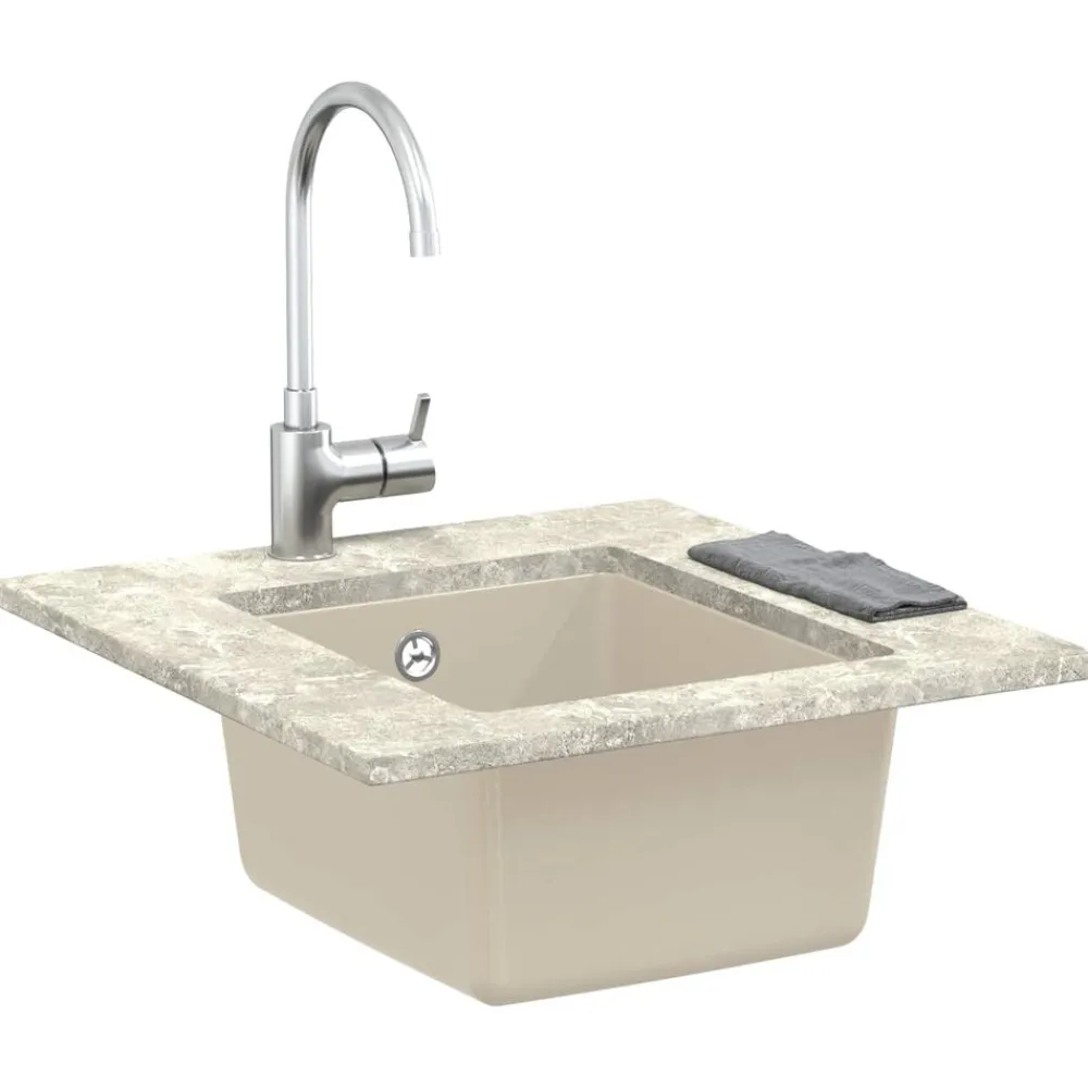vidaXL Fontanería-Lavabo 370 x 460 mm 80% Cuarzo y 20% Resina