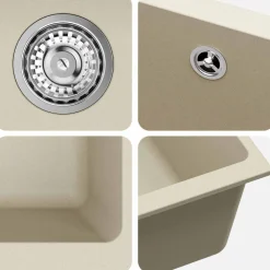 vidaXL Fontanería-Lavabo 370 x 460 mm 80% Cuarzo y 20% Resina