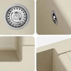 vidaXL Lavabo 780 x 500 mm 80% Cuarzo y 20% Resina Beige Outlet
