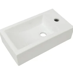vidaXL Lavabo con agujero grifo rectangular cerámica 46x25,5x12 Blanco Clearance