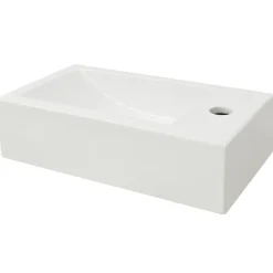 vidaXL Lavabo con agujero grifo rectangular cerámica 46x25,5x12 Blanco Clearance