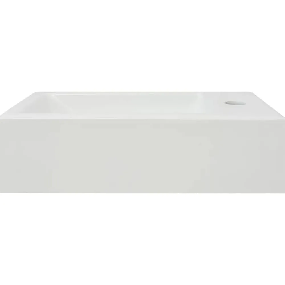 vidaXL Lavabo con agujero grifo rectangular cerámica 46x25,5x12 Blanco Clearance