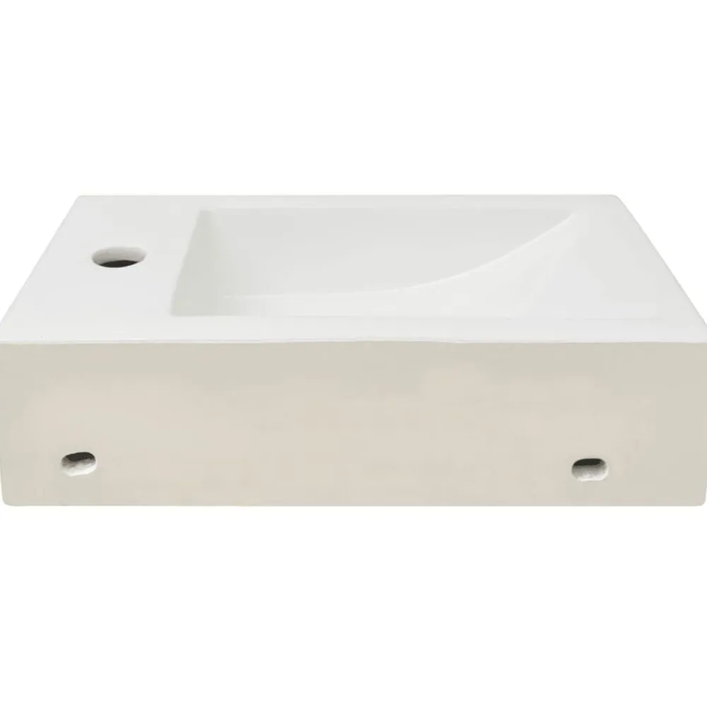 vidaXL Lavabo con agujero grifo rectangular cerámica 46x25,5x12 Blanco Clearance