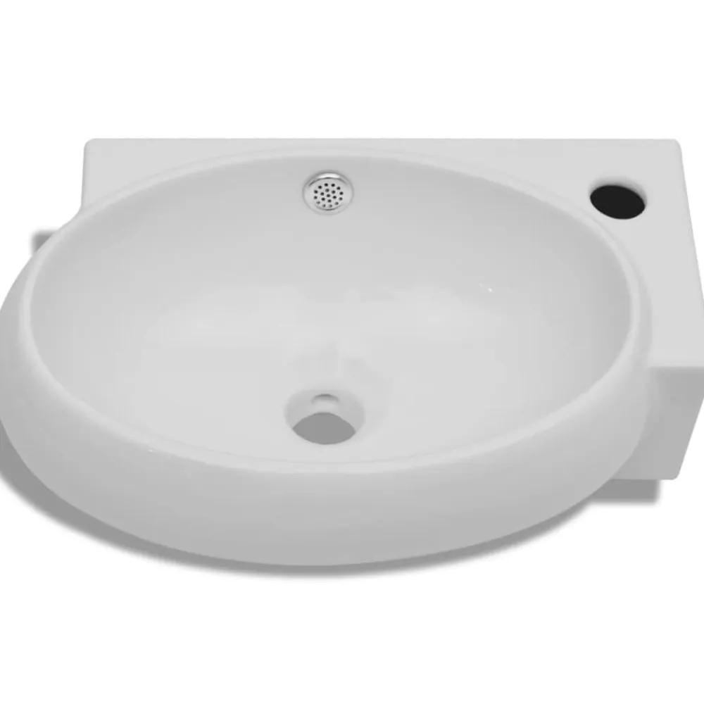vidaXL Fontanería-Lavabo con hueco de grifo y rebosadero cerámica
