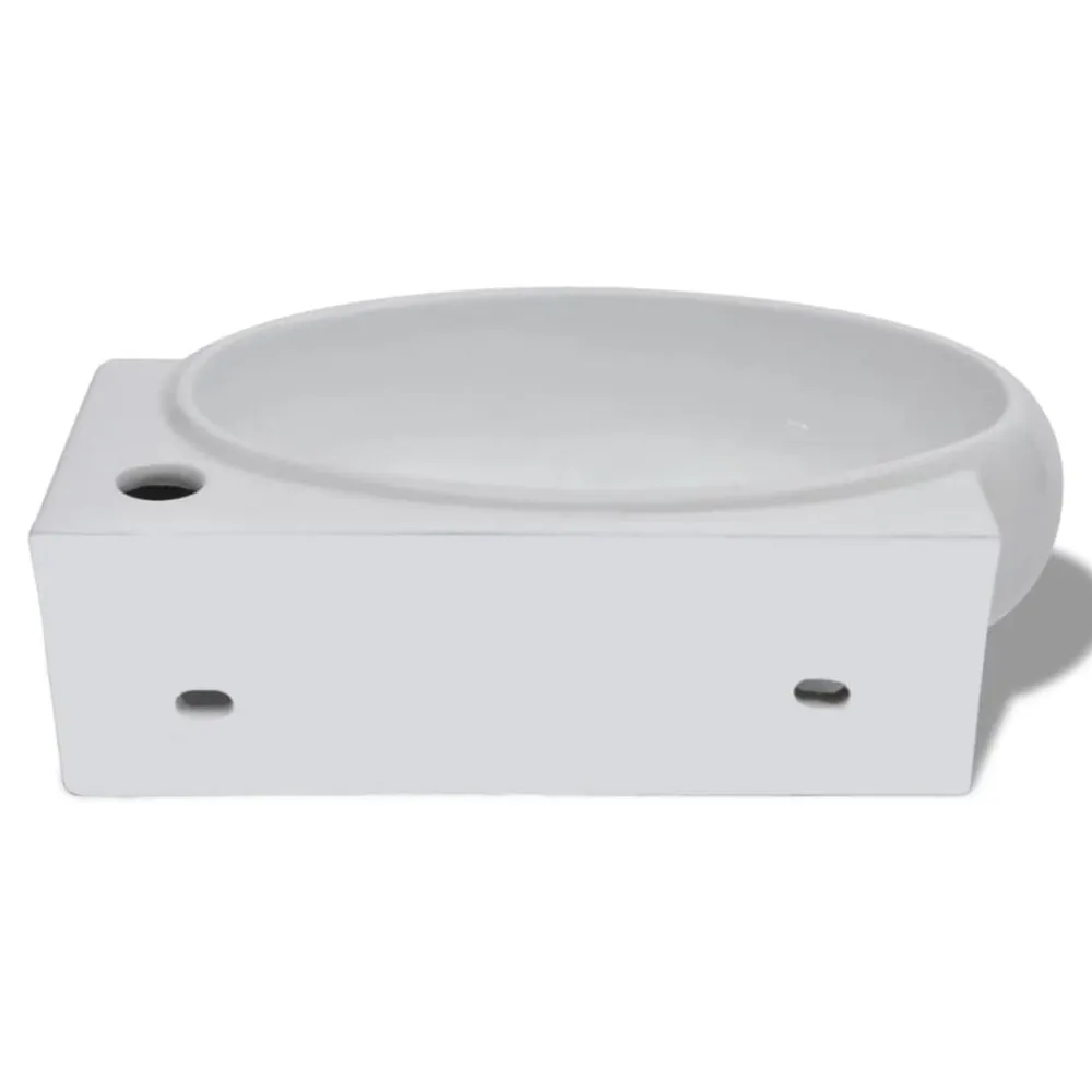 vidaXL Fontanería-Lavabo con hueco de grifo y rebosadero cerámica