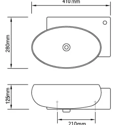 vidaXL Fontanería-Lavabo con hueco de grifo y rebosadero cerámica