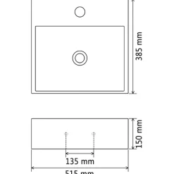 vidaXL Fontanería-Lavabo con orificio para grifo cerámica 51,5x38,5x15 cm