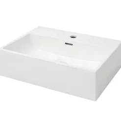 vidaXL Lavabo con orificio para grifo cerámica 51,5x38,5x15 cm Blanco Outlet