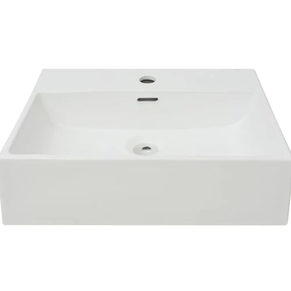 vidaXL Lavabo con orificio para grifo cerámica 51,5x38,5x15 cm Blanco Outlet